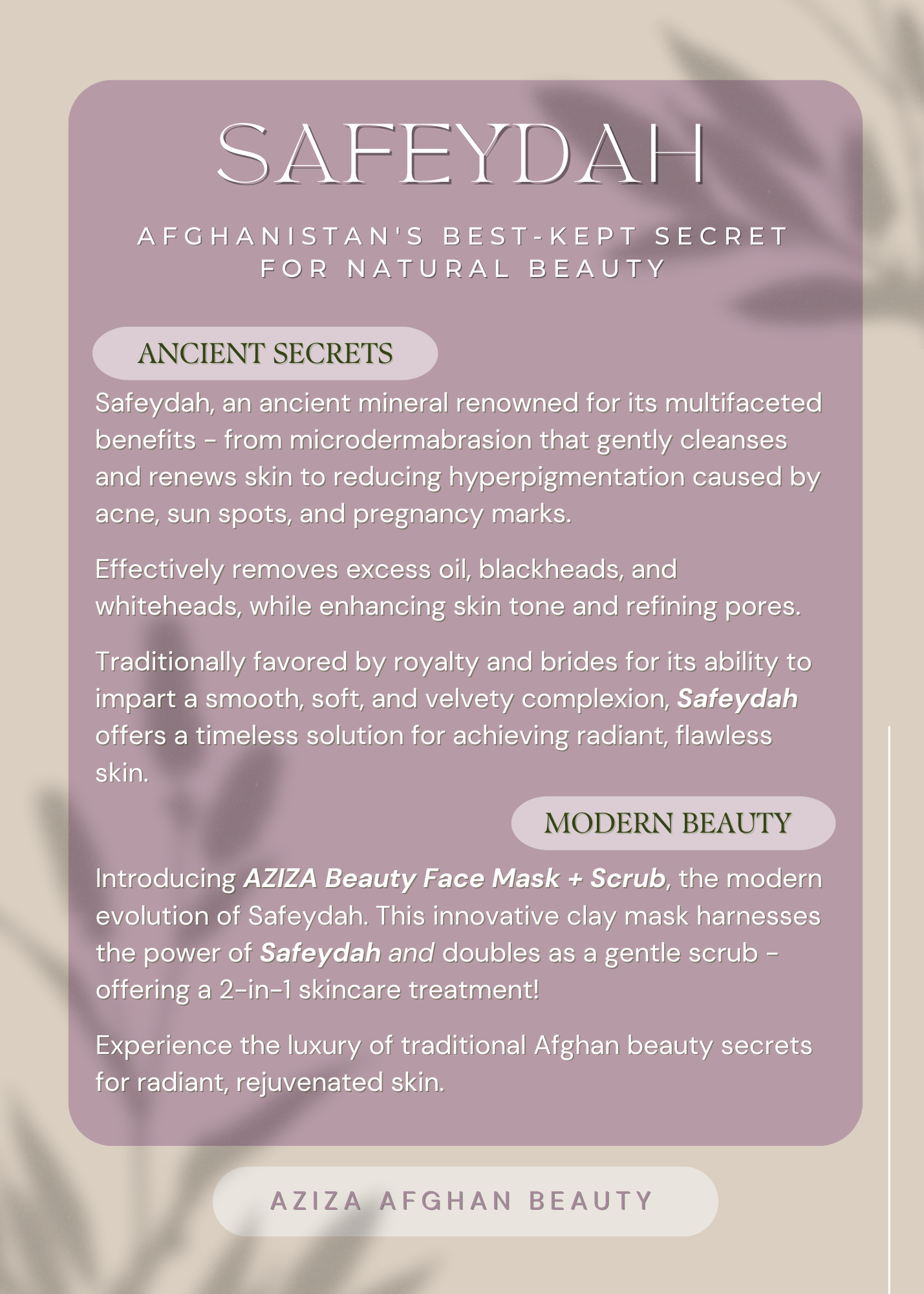 Aziza Beauty Face Mask + Scrub